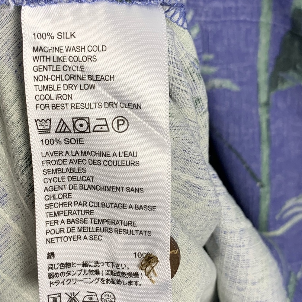 Tommy Bahama 100% Silk Hawaiian Shirt Mens L Blue Palm Resort Camp Aloha - Picture 13 of 16